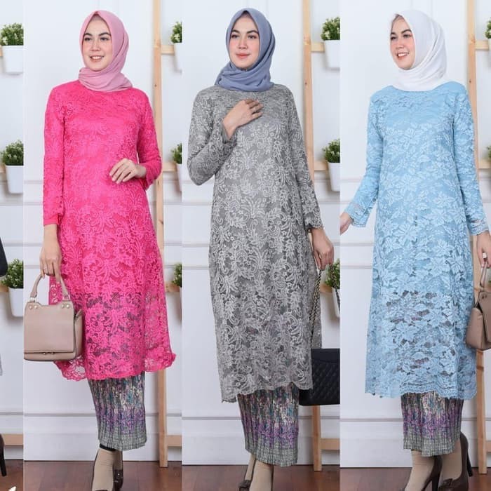 set kebaya brukat tunik rok plisket ternew Shopee Indonesia