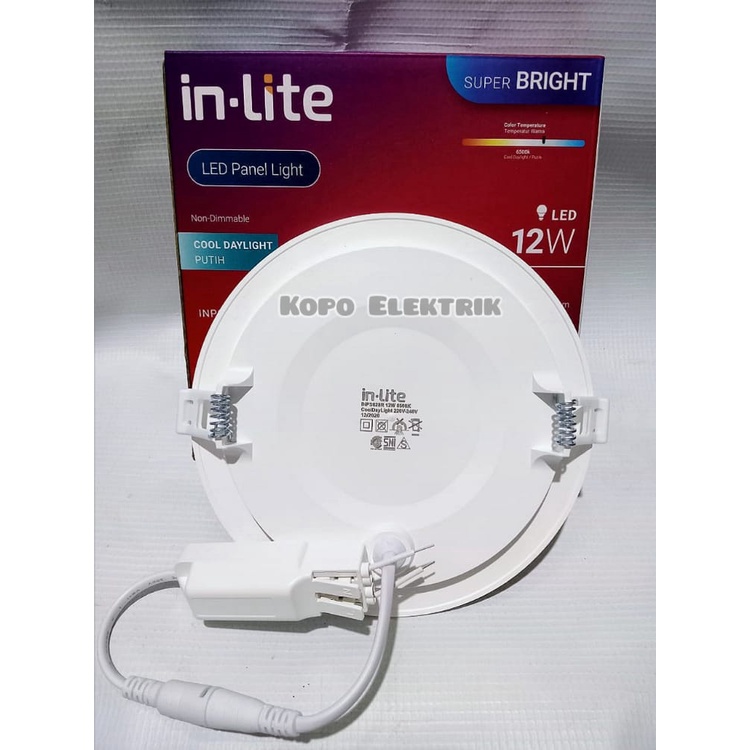 (BERGARANSI 1 TAHUN) INLITE Downlight Led Panel Inbow 12 Watt BULAT