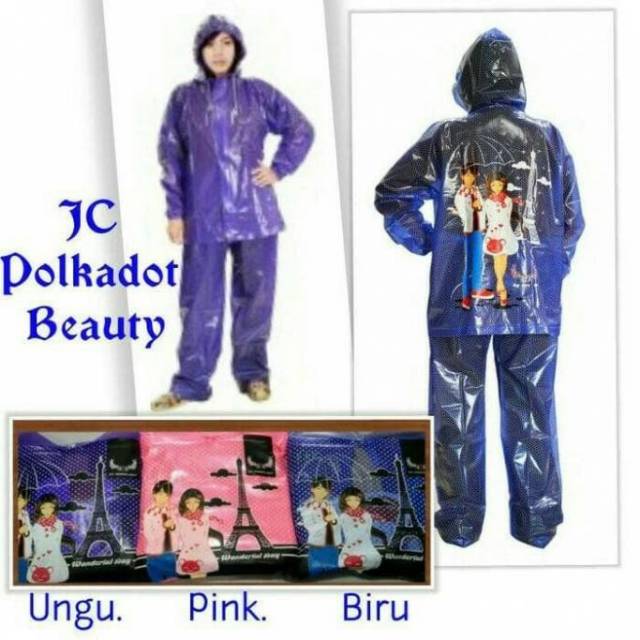 Jas hujan jaket celana POLKADOT BEAUTY Indoplast