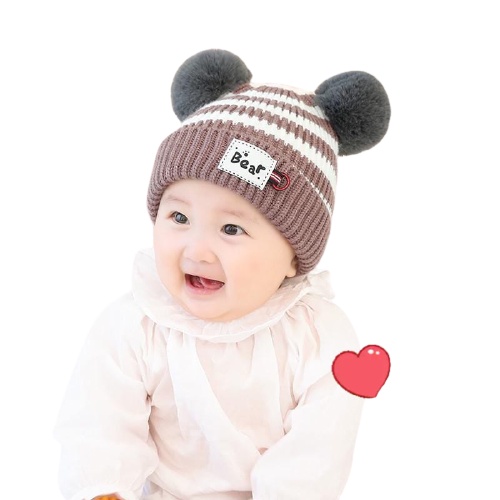 Bobo_store03 Kupluk Anak Bayi BEAR Topi Anak Lucu Model dua warna  kupluk Usia 0 Sampai 3 Tahun Kualitas Terbaik