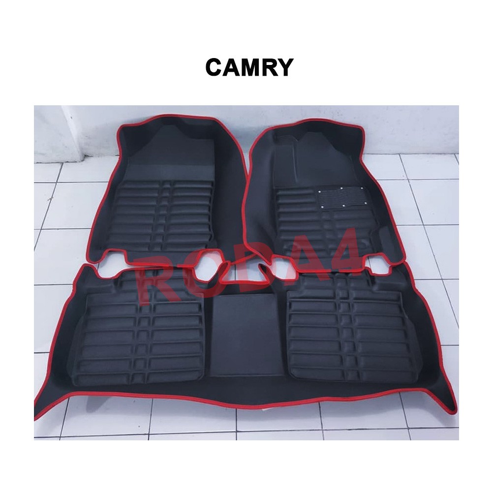 Karpet 5D Toyota Camry PREMIUM 2 Baris List Merah