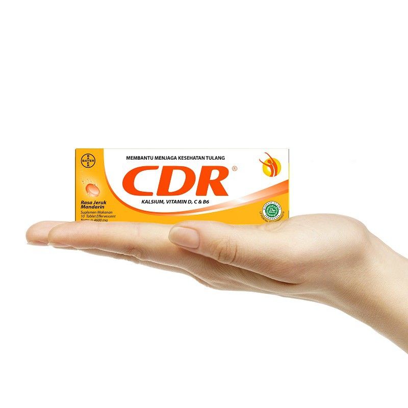 CDR Kalsium, Vitamin D, C, &amp; B6- 10 &amp; 20 tablet Rasa Jeruk Mandarin 100% ORI