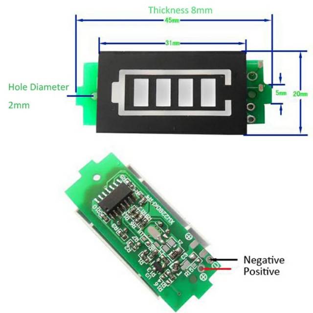 Module Battrey 2S  8.4V Kapasitas Baterai Lithium Indikator Biru Tampilan baterai