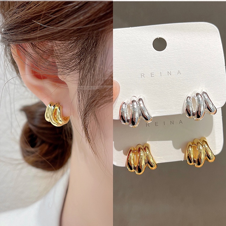 Anting Stud Geometris Irregular Untuk Wanita