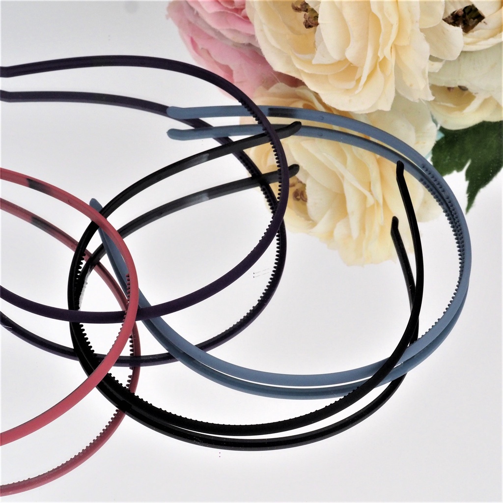 Bando Korea Doff Polos Warna Gelap Matte Bando Lidi Headband Aksesoris Rambut Wanita Pria Murah