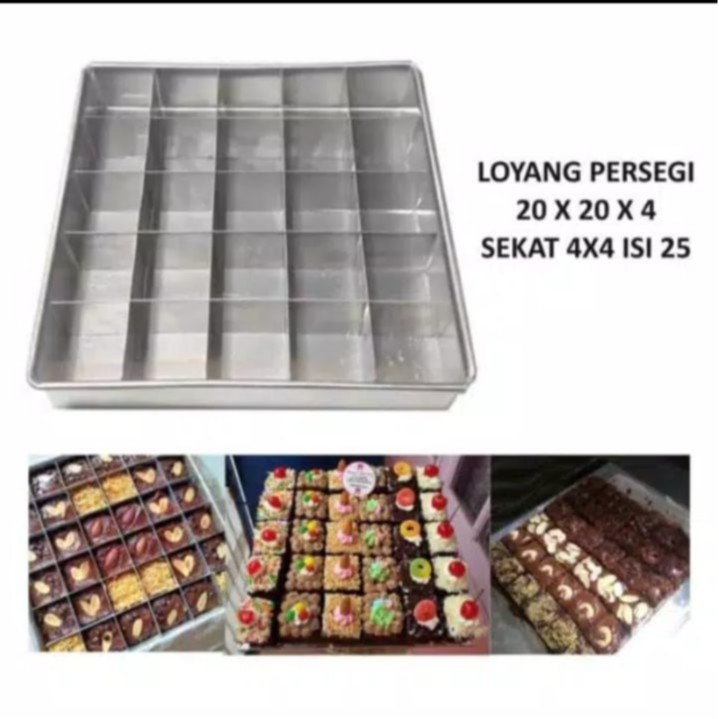 Loyang Brownies Sekat Ukuran 20, 22, 24 cm
