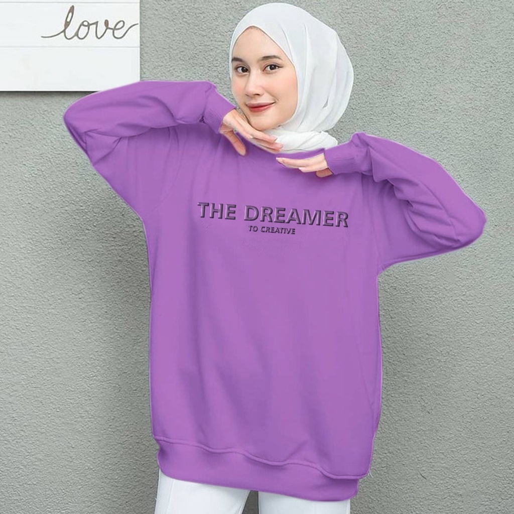 SWEATER WANITA THE DREAMER BORDIR /// CREWNECK FLEECE CASUAL TEBAL HALUS KEKINIAN TERBARU''