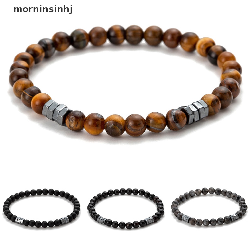 Gelang Tangan Manik-Manik Batu Mata Harimau Natural Untuk Pria