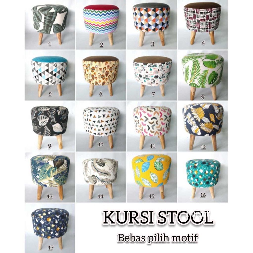 Jual Kursi Stool Bulat Sofa Stool Kaki Kayu Jati Kursi Teras Minimalis Toko Fj Shopee