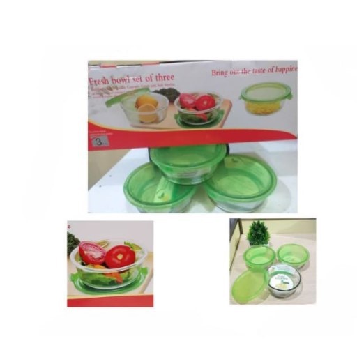 GLASS BOWL MANGKOK KACA 3IN1 PLUS TUTUP / SALAD FRESH BOWL SET