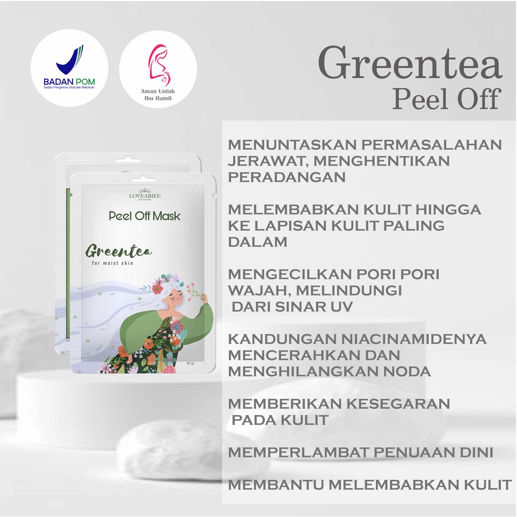 Masker Peel off 30gr by loveabiee beli 6 free (1 Tamanu Oil 30ml, 1 Premium Rose Water, 1 Mangkok 4in1, 1 Pouch)