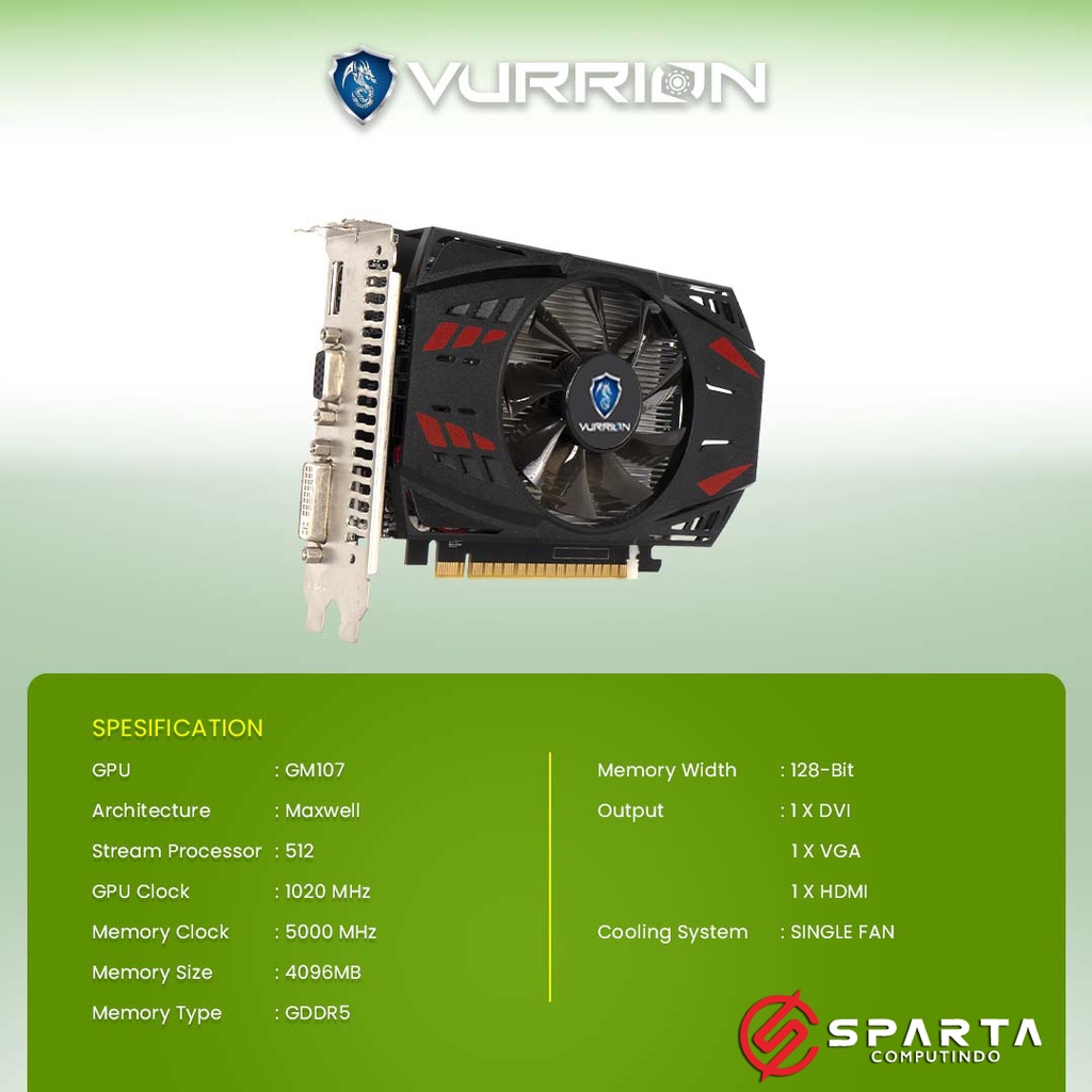 VGA Nvidia Geforce GTX 750Ti 4GB GDDR5 Vurrion New Garansi Resmi