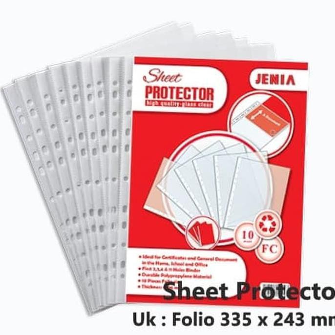 

PP POCKET / SHEET PROTECTOR F4 FOLIO JENIA BENING BAGUS MURAH DISKON