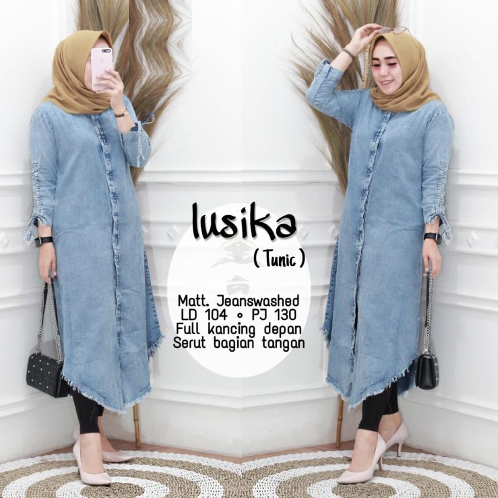 JESICA LONG TUNIK LUSILA TUNIC SNOW BLUE ORIGINAL JEANS BR