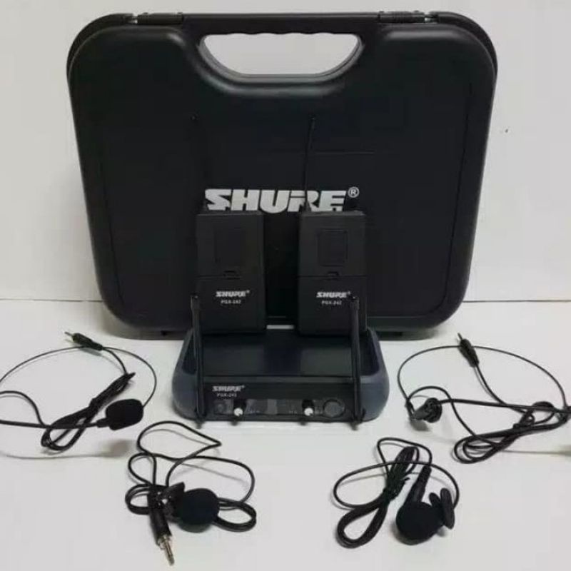 Mic wireless shure PGX-242/URD-11 mic bando+clip on Mic imam all-1