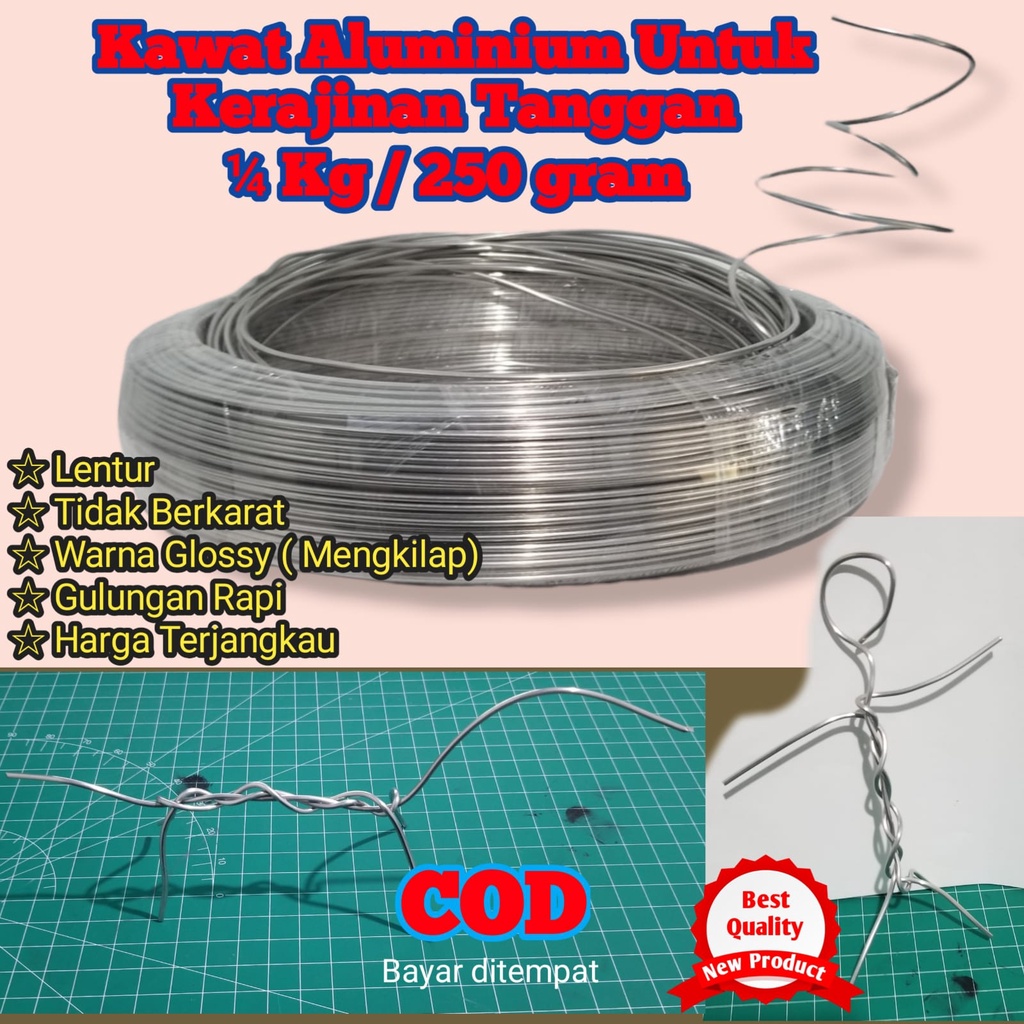 Kawat Aluminium Anti Karat Kawat kerajinan tanggan kerangka clay 250gr