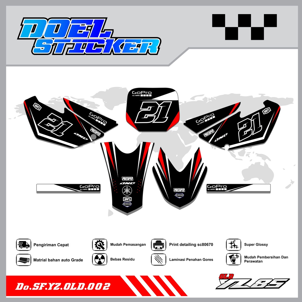 Sticker Striping YZ OLD List Variasi Hologram , Crome Doel 002