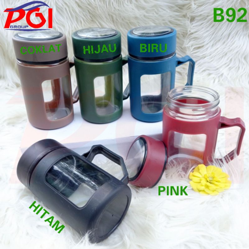 DC B ( B00092 ) BOTOL MINUM KACA MUG / CANGKIR MODEL GELAS KACA MOTIF KOTAK 500ML / HARGA GROSIR / TIDAK BISA MEMILIH