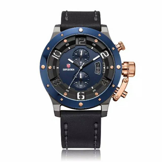 Jam tangan Pria Expedition E 6381 M Chronograph Original ( Black blue grey rosegold )