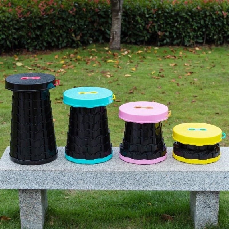 Kursi Lipat Portable Bulat Telescopic Stool Bangku Santai Dekorasi Unik Warna-Warni