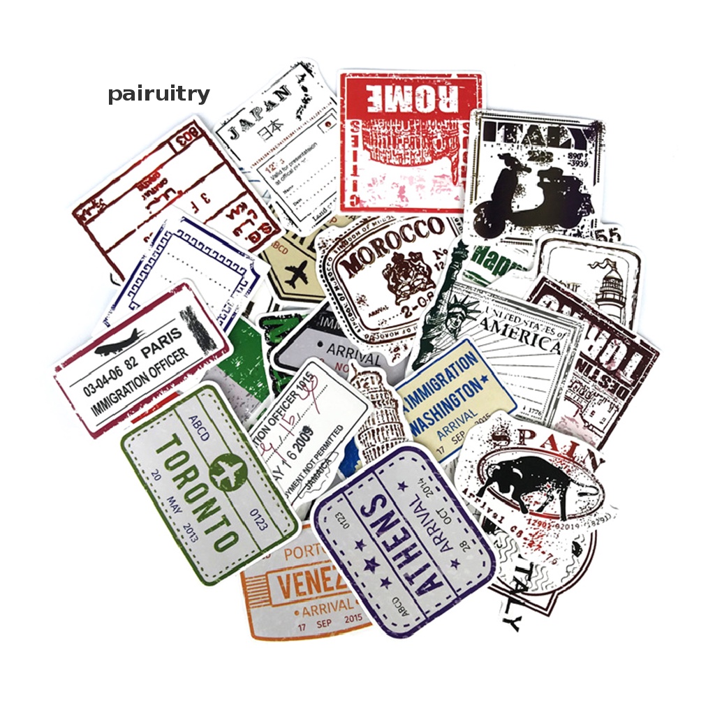 Prt 60pcs / lot Stiker Motif Tiket Pesawat boarding pass Gaya Retro Untuk Koper