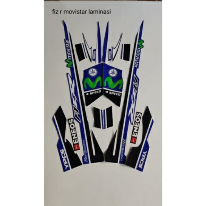 STRIPING FIZ R VARIASI MOVISTAR LAMINASI BIRU HITAM, striping stiker yamaha fiz r variasi terbaik