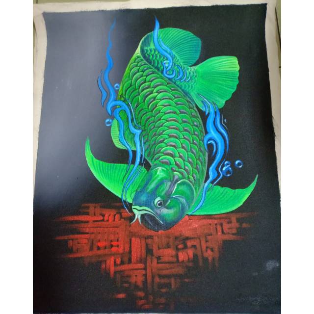 Lukisan kanvas ikan arwana 0100