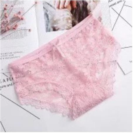 Celana Dalam Wanita Polos Renda Basic Impor / Celana Dalam Wanita Aksen Renda-CD-2 Pink