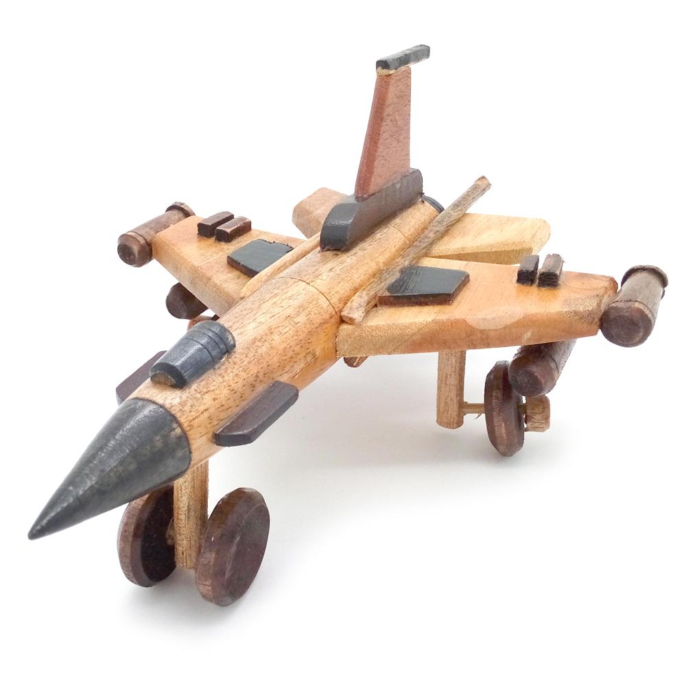 Miniatur Pesawat Tempur F16 Kayu 19x15x9 cm