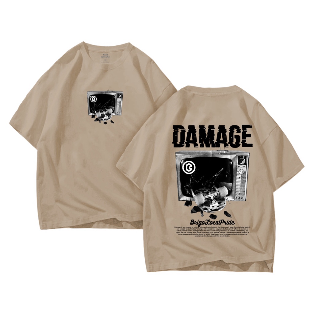 BRIGO Kaos Oversize DAMAGE II Kaos Jumbo Size Pria &amp; Wanita II Kaos Oversize Print DTF