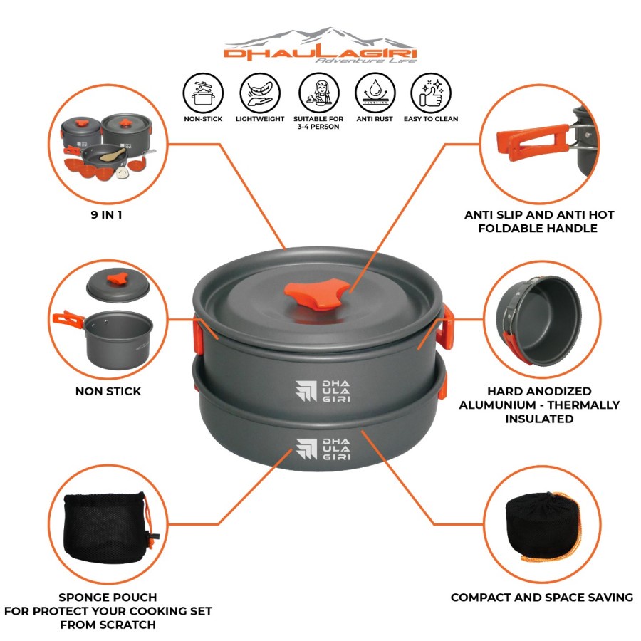 Cooking Set DH300 Dhaulagiri Alat Masak Portable Outdoor Camping