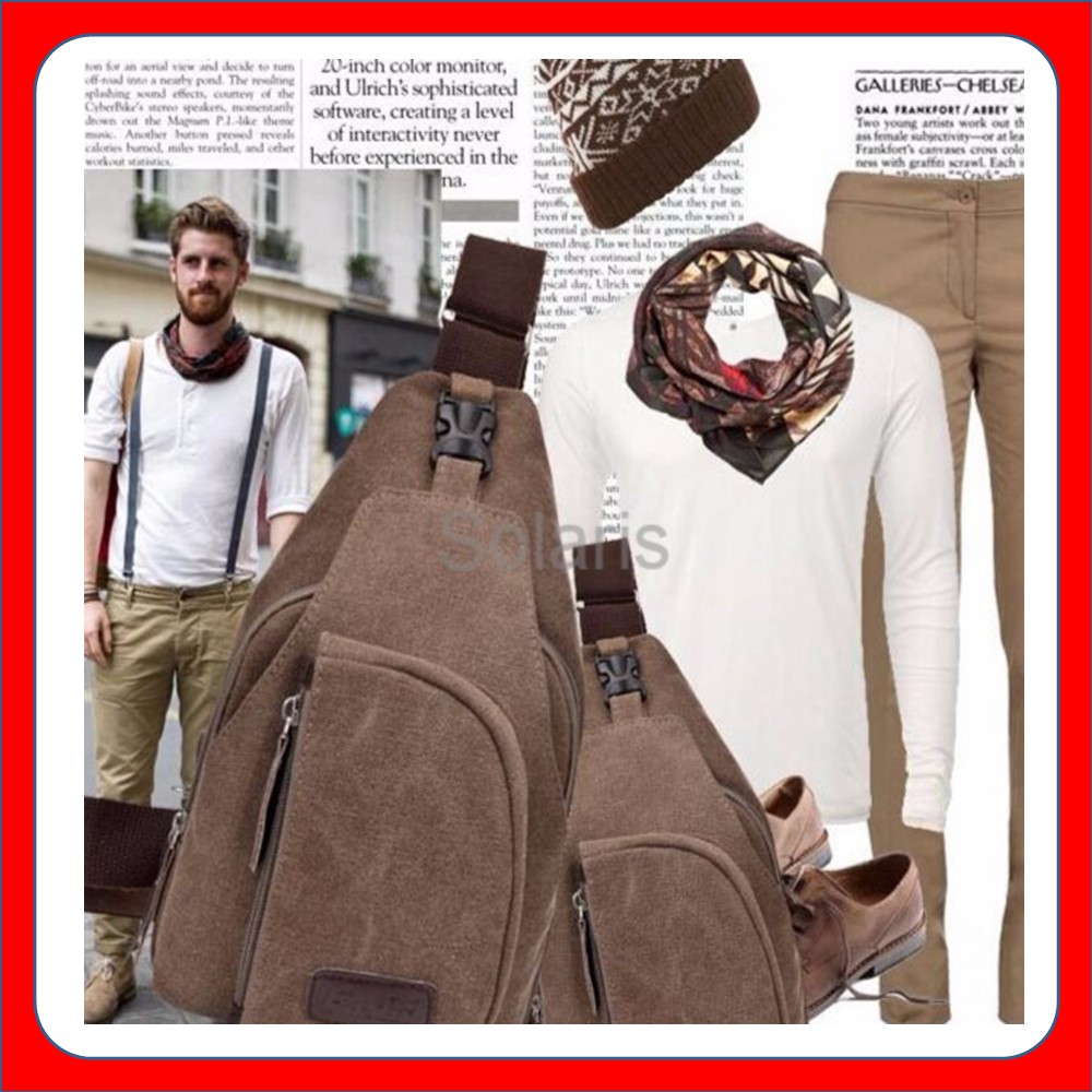 Tas Punggung selempang pria kanvas ukuran besar