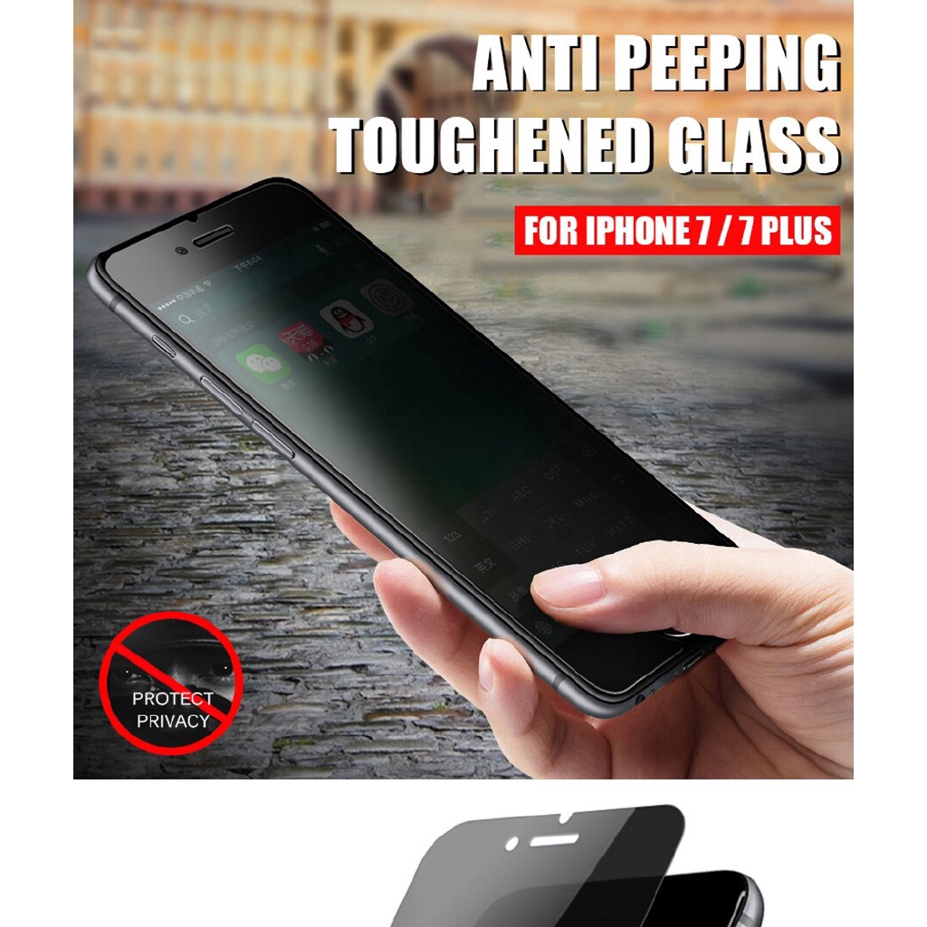 Pelindung Layar Tempered Glass dengan Model Anti-Spy untuk iPhone 6 / 6S / 7 Plus / 5 / 5S / SE