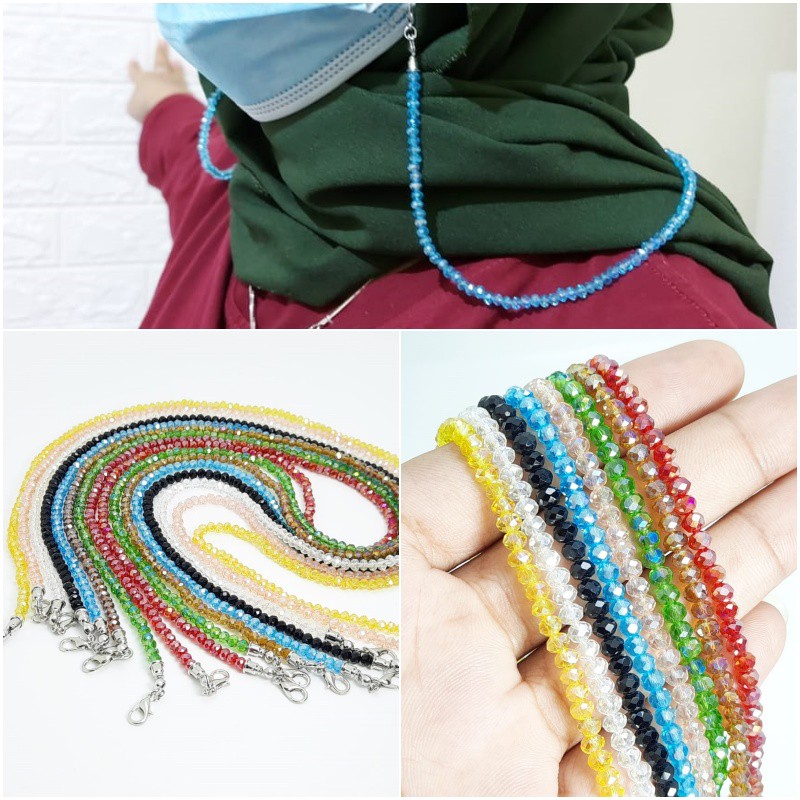 Tali Konektor Gantungan Masker Kristal Asli Kait Kalung Strap Mask