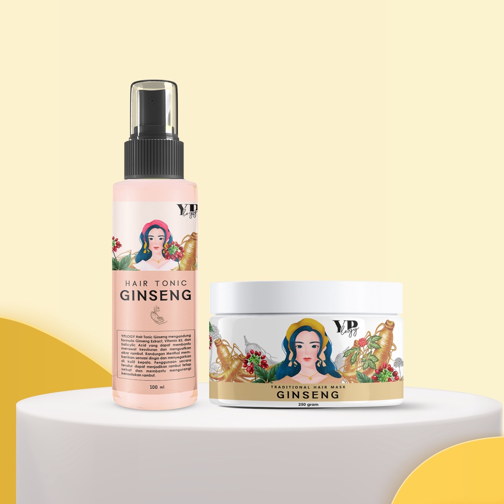 YPLOGY Paket Rambut Rontok 1 Hair mask dan 1 Hair Tonic-T.GINSENG+HM.GINSENG