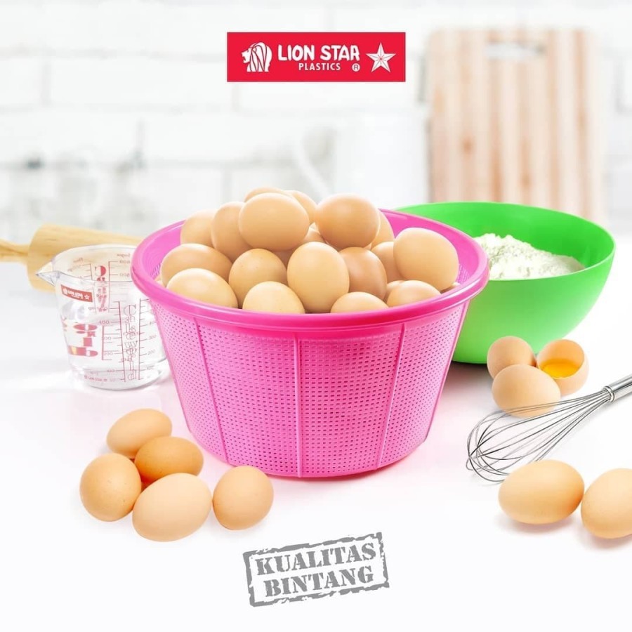 Lion Star Keranjang Bakul Nasi Plastik Wadah Serbaguna Cuci Sayur Buah Strainer BW-4 Basket B-3