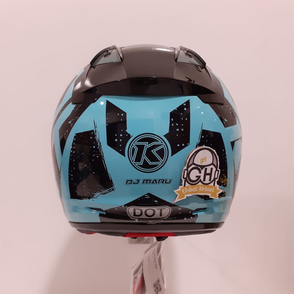 HELM HALF FACE KYT DJ MARU KYT DJMARU MOTIF #16 AQUA BLUE BLACK