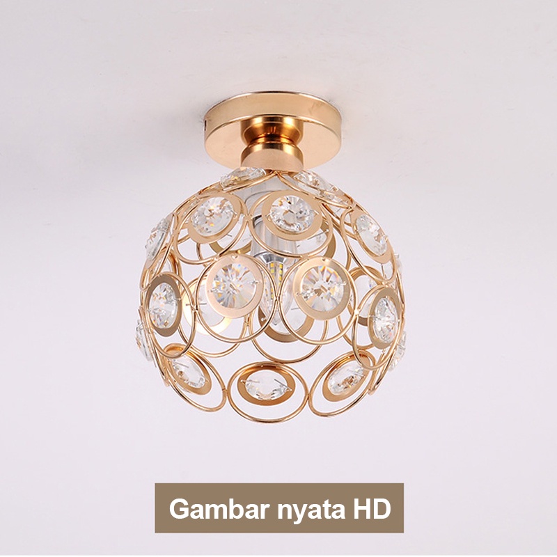 Golden LED Lampu kristal Plafon Simple Minimalis Lampu Gantung Kristal Bulat ceiling lampu