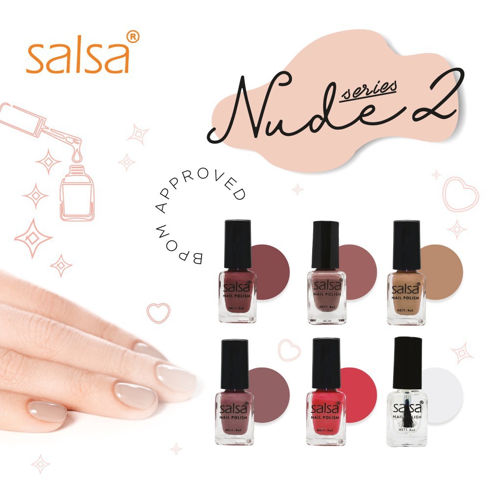 ❤ RATU ❤ Salsa Nail Polish Nude Series 01 | Nude 02 | Matte A | Matte B |  Bening | Hitam Cat Kuku KUTEK