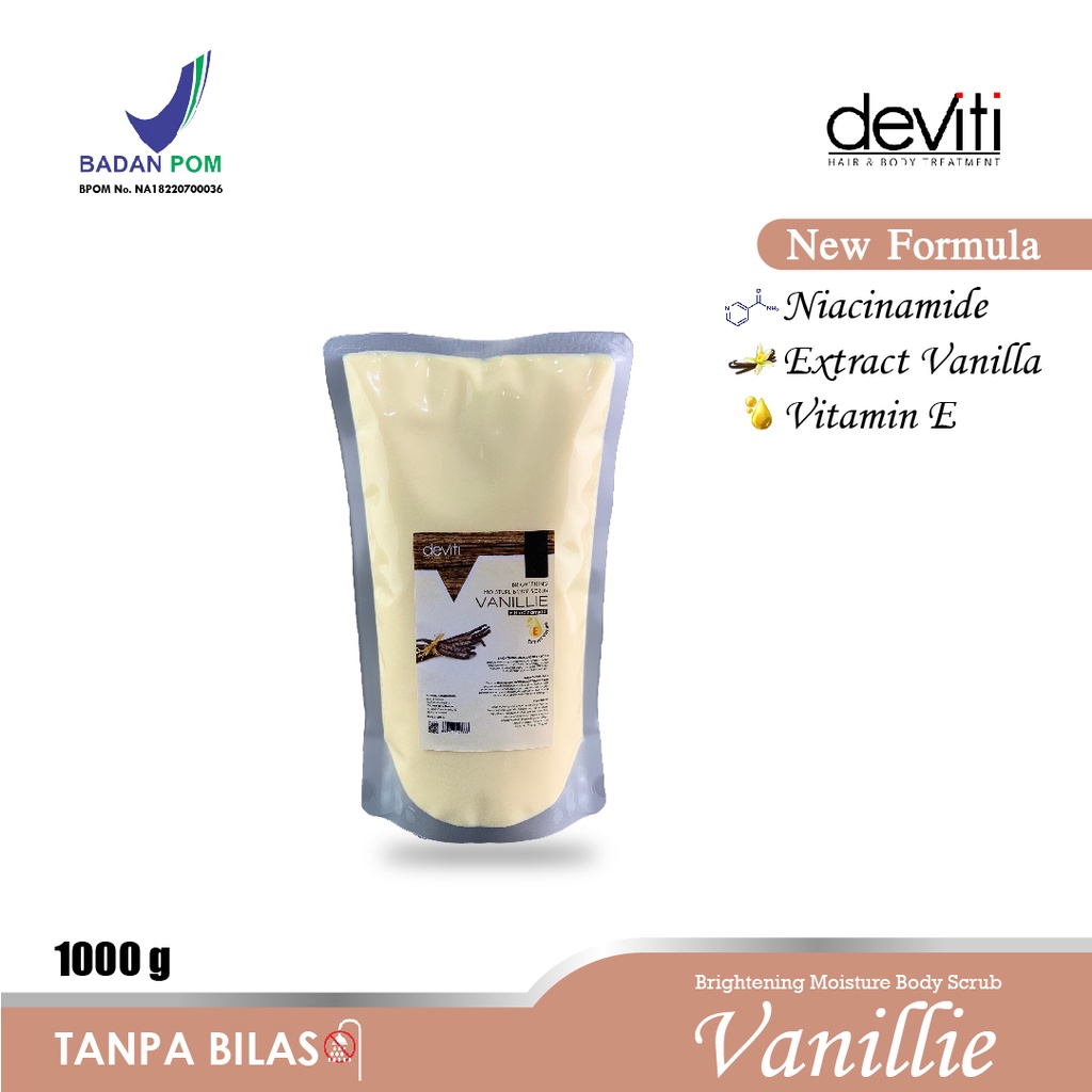 Deviti Refill 1Kg Moisture Body Scrub Vanillie Mencerahkan Kulit