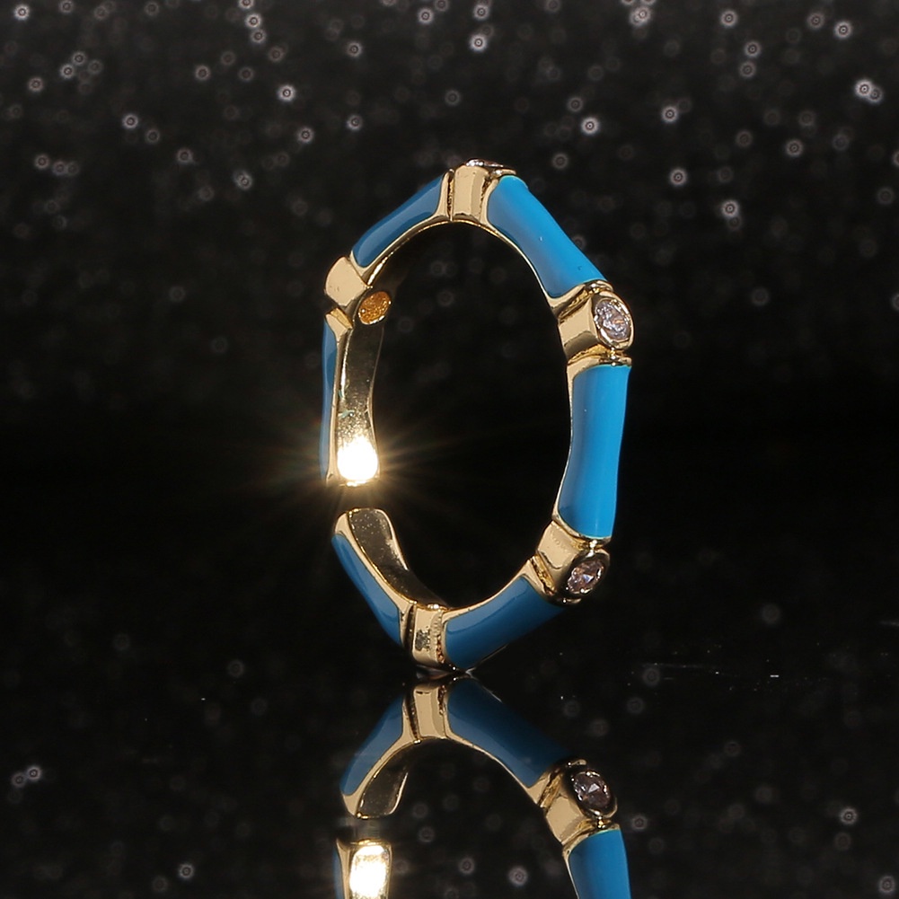 Ornamen tetes minyak bambu ring Bahasa Perancis gaya hipster ring kreatif kecil cincin