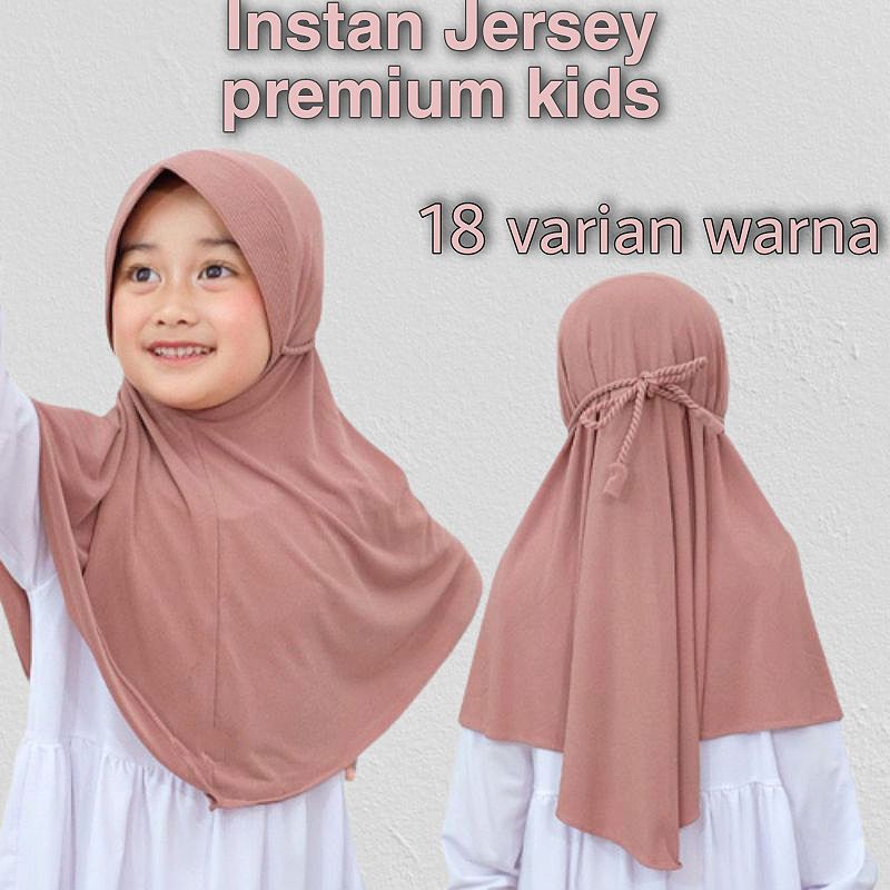 Jilbab anak tali kepang ropel jersey premium/hijab kids terbaru