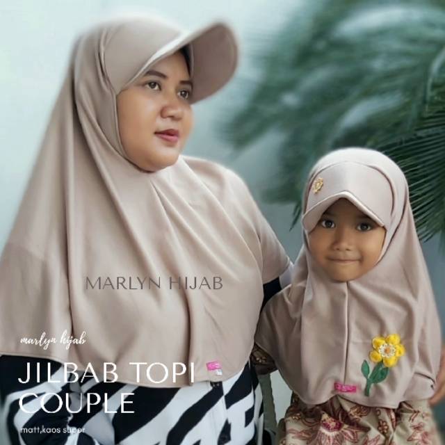 Jilbab Topi couple jibab topi dewasa jilbab topi anak/marlyn hijab354