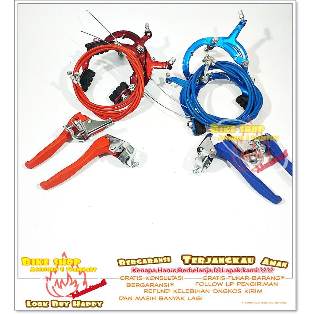 Rem BMX Merah Dan Biru U Brake Rem Sepeda BMX keranjang sepeda anak