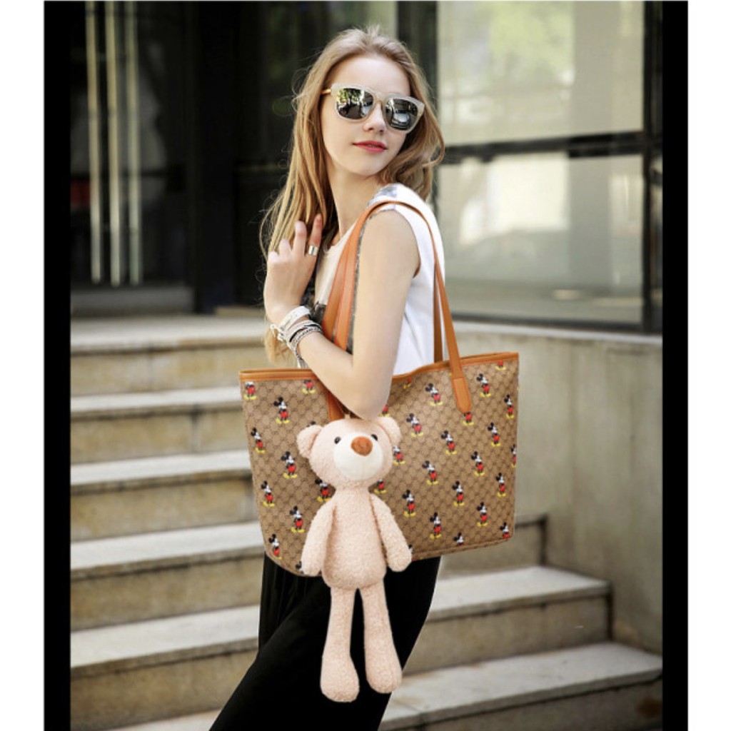 BJ64600 - BLACK/BROWN/GRAY - TAS BAHU MICKEY SHOULDER BAG FREE BONEKA IMPORT TAS WANITA FASHION IMPORT MODIS ELEGAN TERMURAH TERLARIS TERBARU BAGSTORE JAKARTA TAS BATAM ZCJ4600