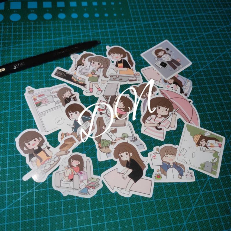 

Stiker kertas karakter girl cute 16pcs sticker kertas glossy gadis cantik