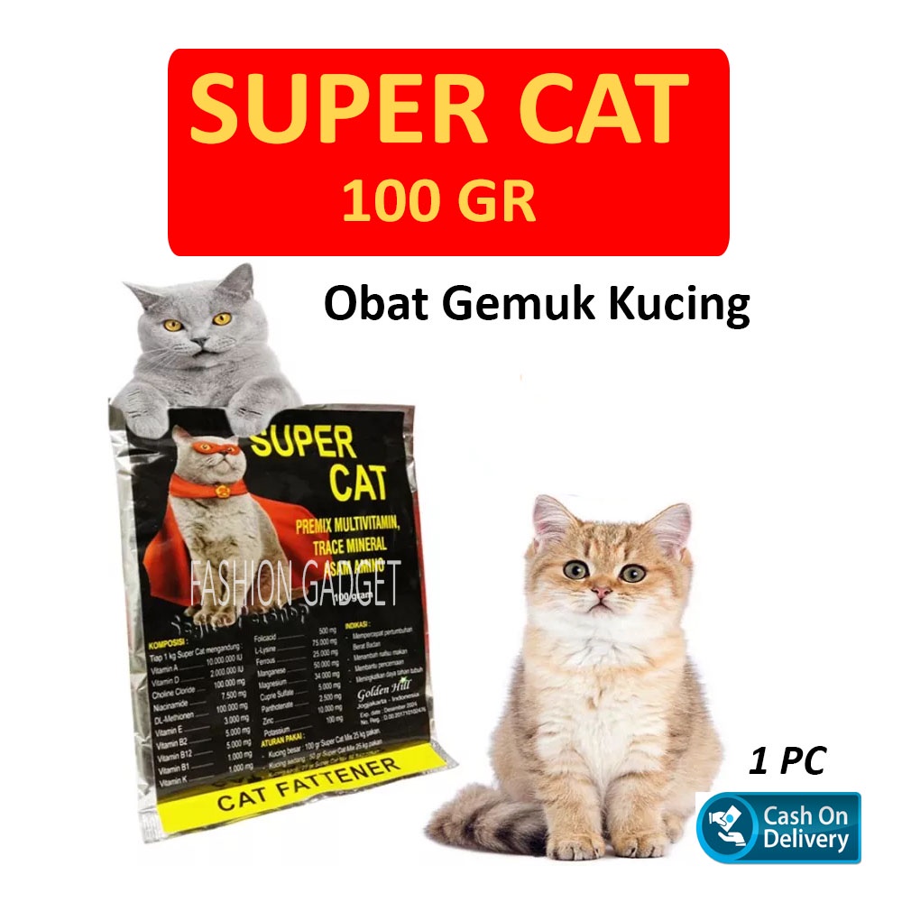 SUPER CAT Obat Gemuk Kucing 100 Gram Vitamin Kucing Obat Penambah Nafsu Makan Kucing Lemas Kurus Jadi Gemuk Supercat Obat Kucing Supaya Gemuk