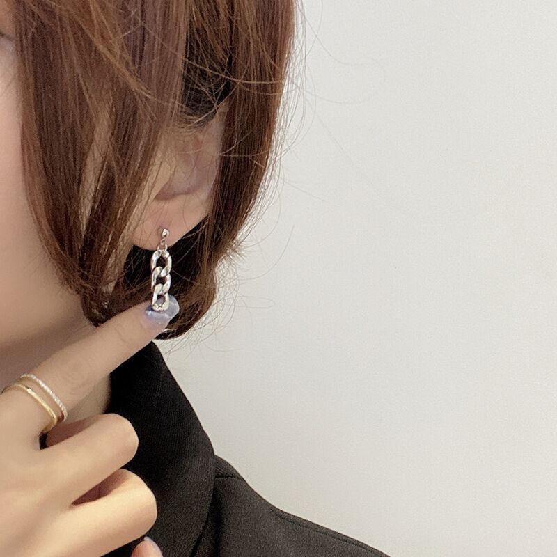 Metal Lock Chain Earrings Accessories Trendy Simple Jumpy Hip-hop