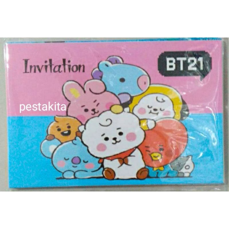 UNDANGAN 2 SISI BT21 PASTEL CANTIK 1 PACK + PLASTIK