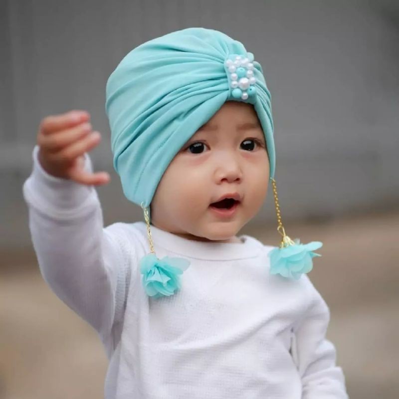 turban Anting Flower anak bayi perempuan Usia 0 - 3 Tahun | ciput baby new born 6 - 2 thn | bandana Baby Girl newborn import Premium lucu 1 - 5 Bulan